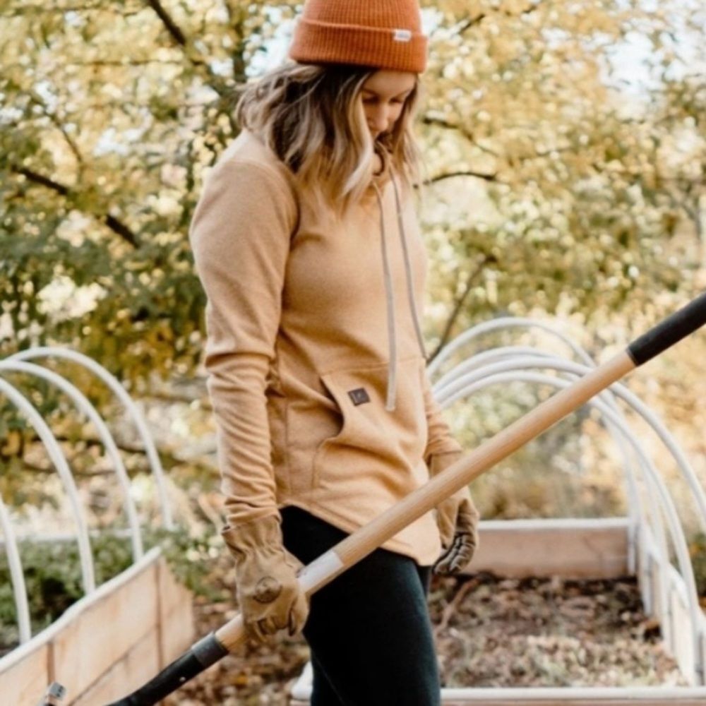 Women's Tan Pullover Hoodie Sweatshirt